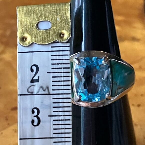 Sky Blue Topaz Mojave Turquoise Sterling Silver Ring Size 6.75 main image 1